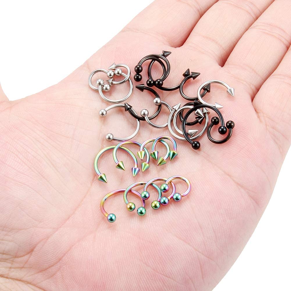 5Pcs Titanium Nose Ring Tongue Piercing Industrial Piercing Lip Piercings Cartilage Earring Eyebrow Rings Helix Piercing Jewelry