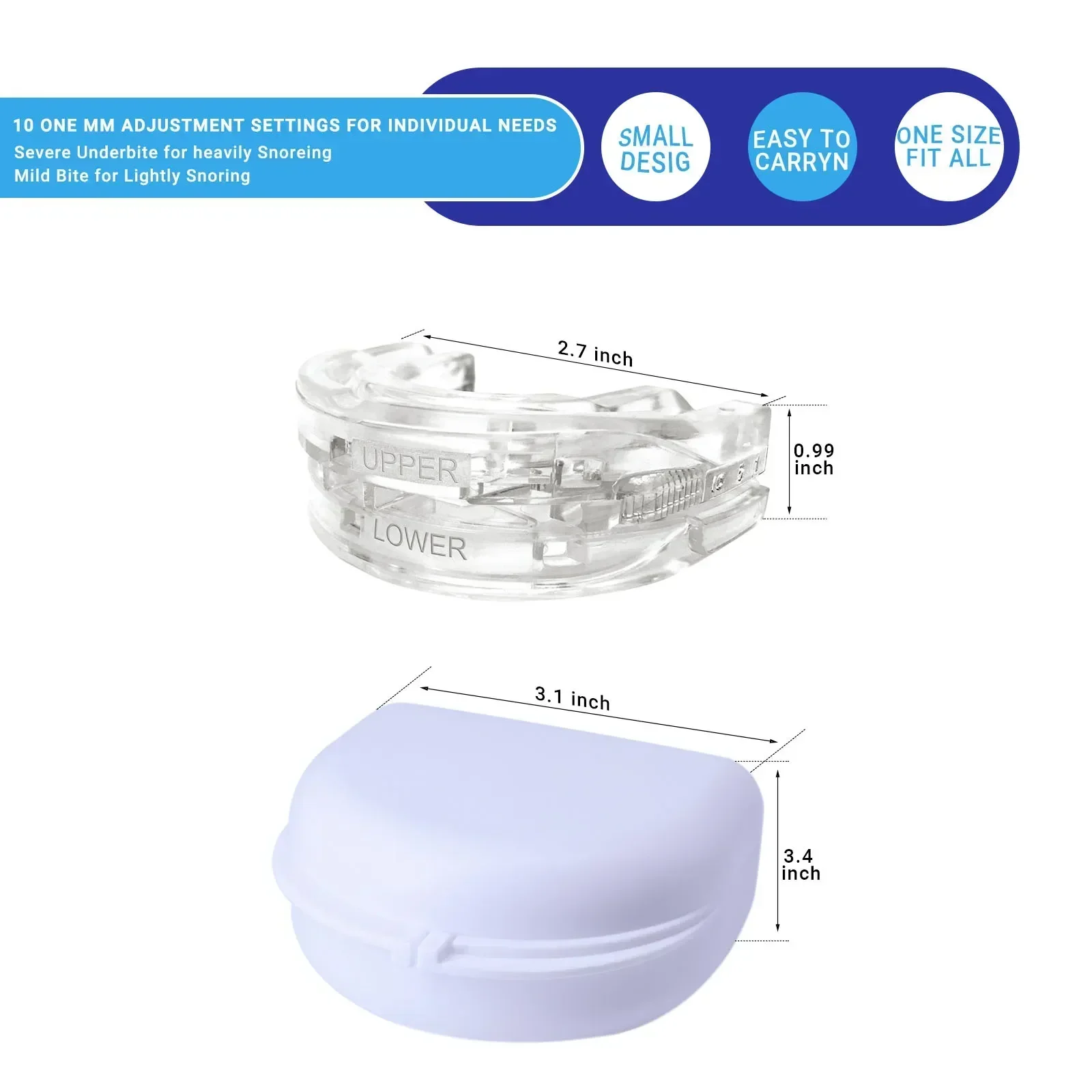 Sleep anti snoring device, anti snoring mechanical anti bruxism teeth protector, adjustable denture improve sleeping