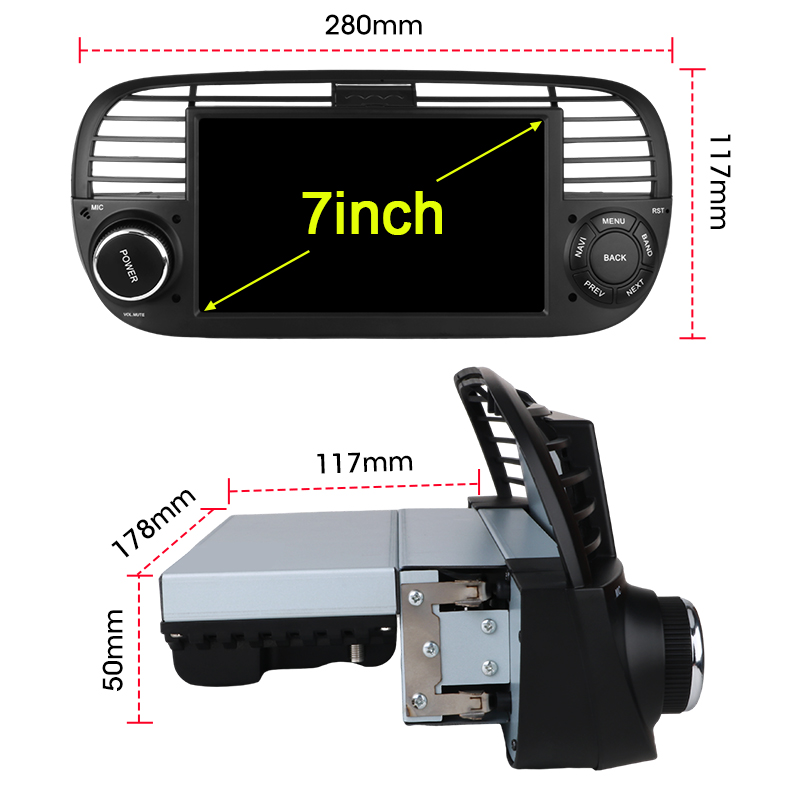 Srnubi Android 12 Autoradio for FIAT 500 Abarth 2007-2015 Car Radio Multimedia Bluetooth 7 Inch Touch Screen 4G WIFI DVD Player