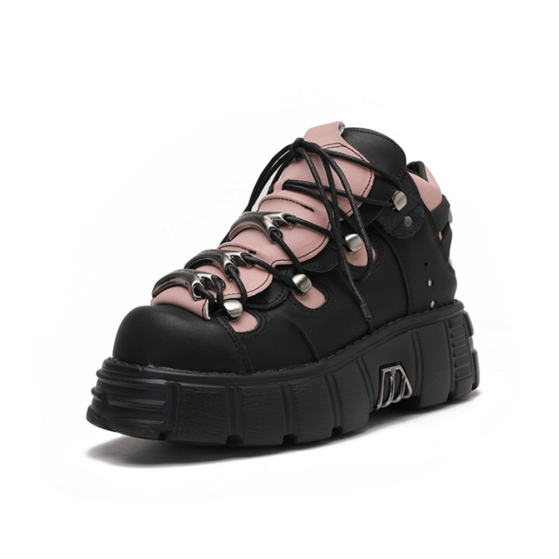 NEW Vintage Rock Women 4290c Couple 2023 New Dark Punk Leather Retro Boots Metal Niche Design Unisex Single Platform Shoes