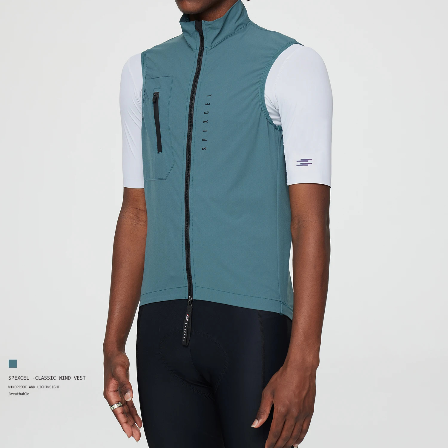 SPEXCEL All Classic Lightweight Windproof Vest Cycling Mens Wind Gilet Stretch fabric With Two Way Zipper 240620