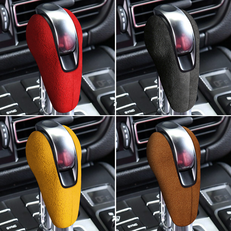 Gear Shift Knob Trim Cover For Porsche Macan 95B Panamera 970 718 911 Boxster Cayman Top Suede Wrap Interior Sticker Accessories