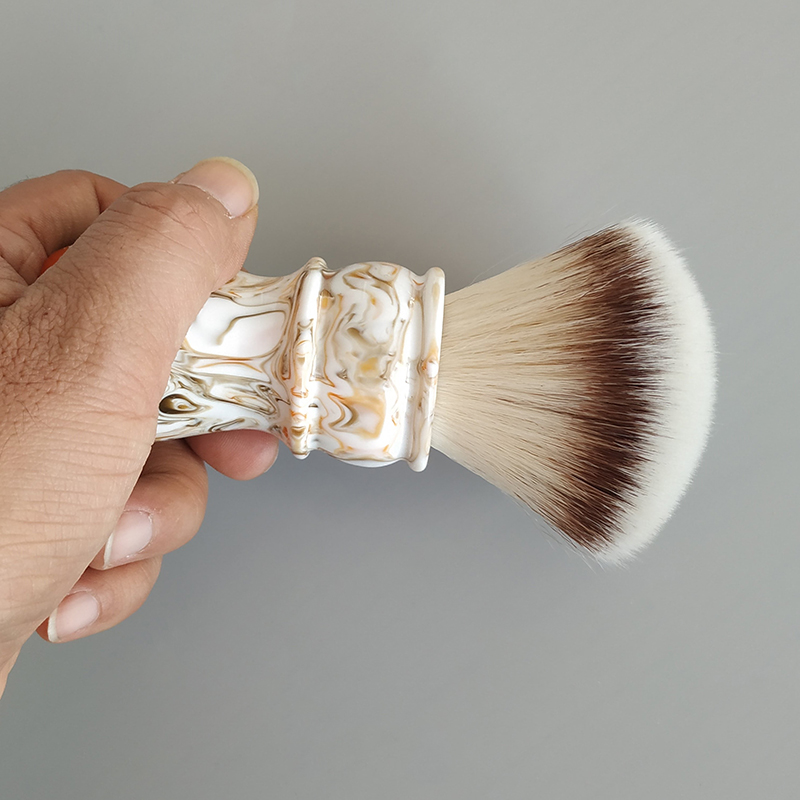 Dscosmetic coffee color A2S Soft synthetic hair 28mm fan shape shaving brush for man wet shaving