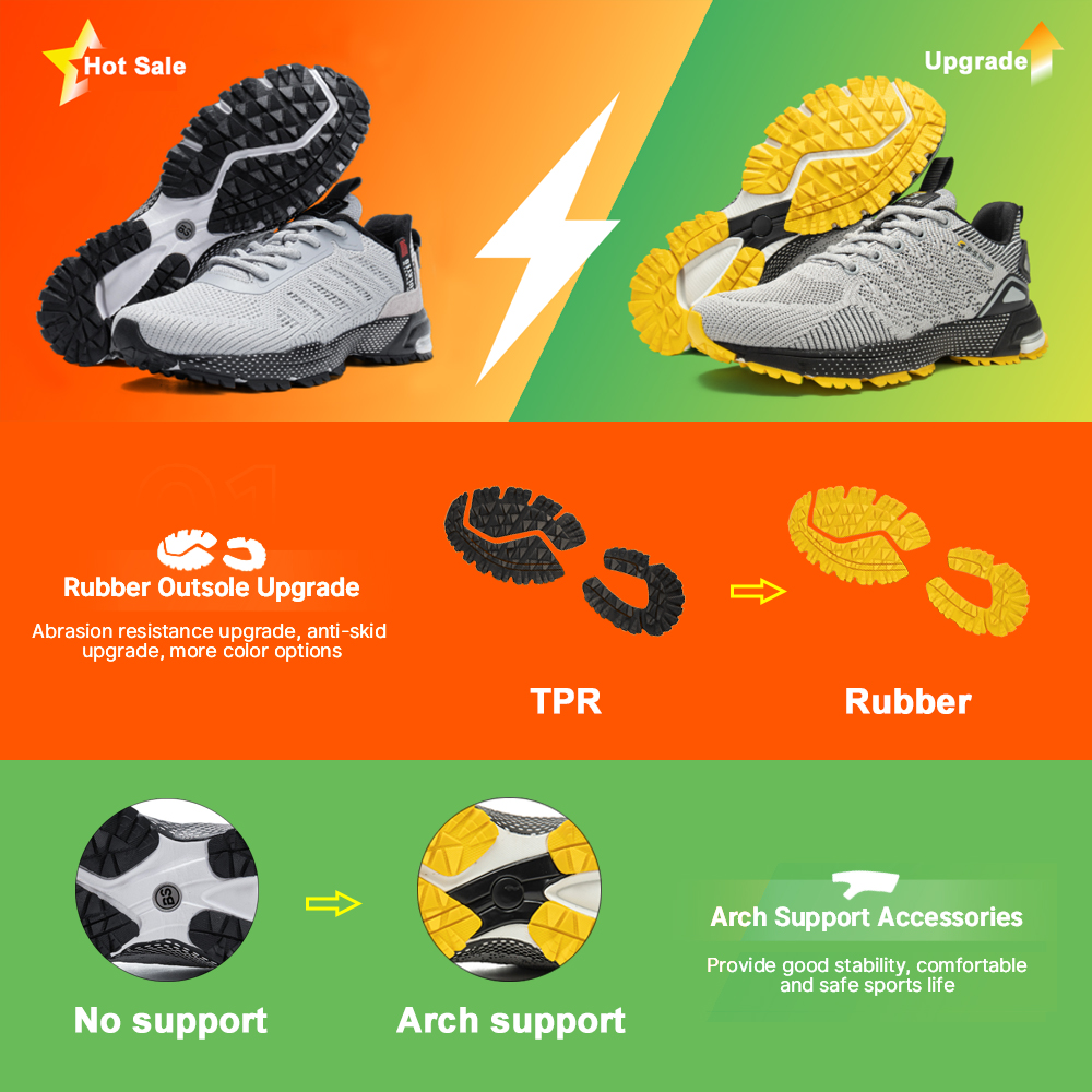 Baasploa Men Professional Running Shoes Breathable Training Shoes Lightweight Sneakers Non-Slip Track Tennis Walking Sport Shoe