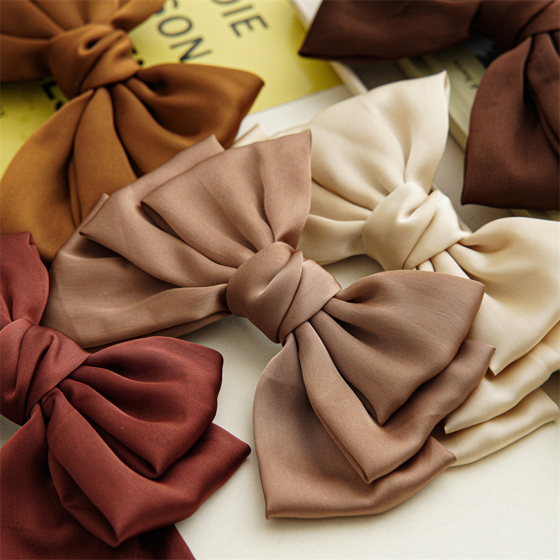 Elegant Big Bows Heairclips New Arrival Brown Bowknot Hairpins Elastic Ponytail Clip Hairgrip Vintage Barrettes Hair Accessories