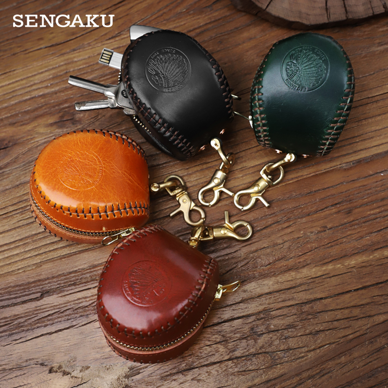 Handmade Genuine Leather Coin Purse Small Earphone Keys Box Casual Organizer Case Portable Storage Mini Coin Pouch with Zipper