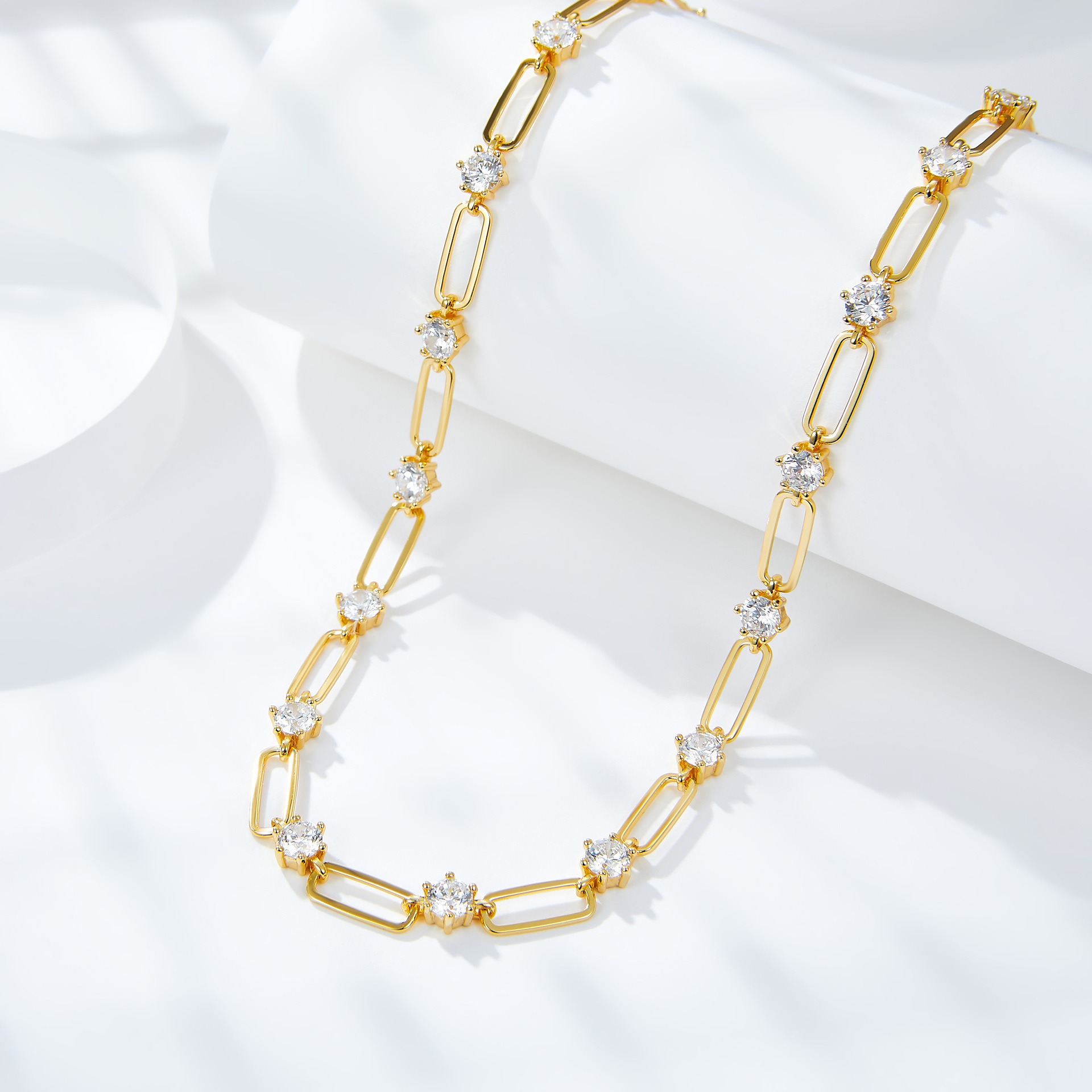 TBCYD 4.5MM D Color Moissanite Chain Necklace For Women GRA Certified S925 Silver 18Kk Gold Plated Paperclip Neck Chain Bracelet