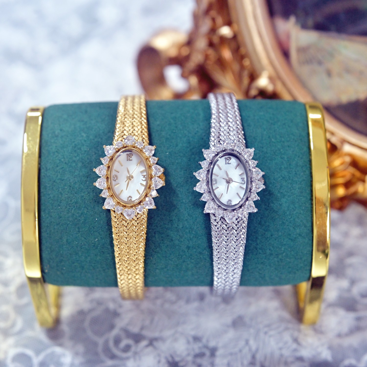 2023 Women's Watch Diamond Vintage Luxury Elegant Crown Dial Gifts to Lovers Brass Band 24K Gold Plated High Quality Quartz