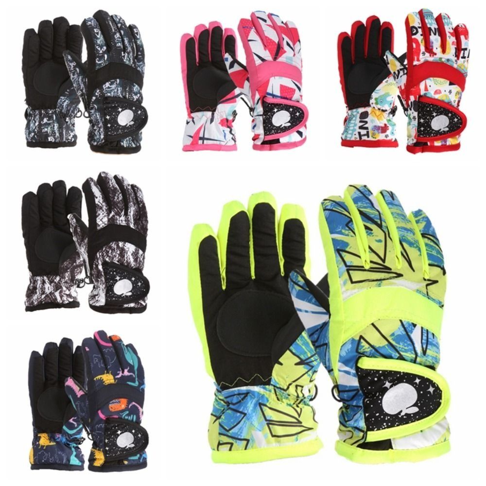 Thicken Ski 1 Pair Children Gloves Ski Clothing Non-slip Warm Full Finger Mittens Thermal Unisex Snow Mittens Ski smile