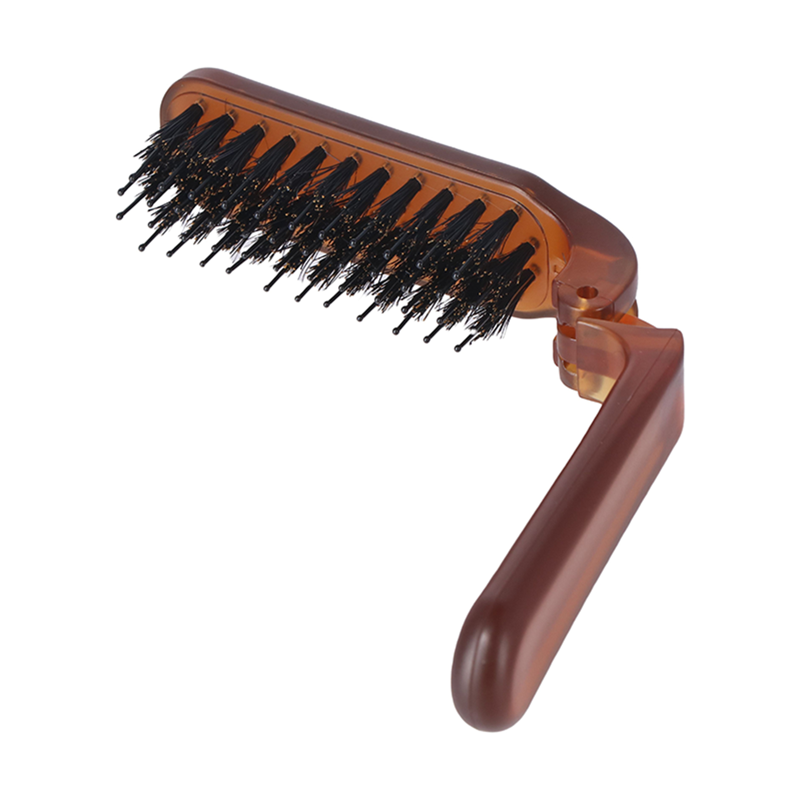 Boar Bristle Hair Brush Amber Foldable Portable Comb Pocket Collapsible Travel Massager Styling Tool
