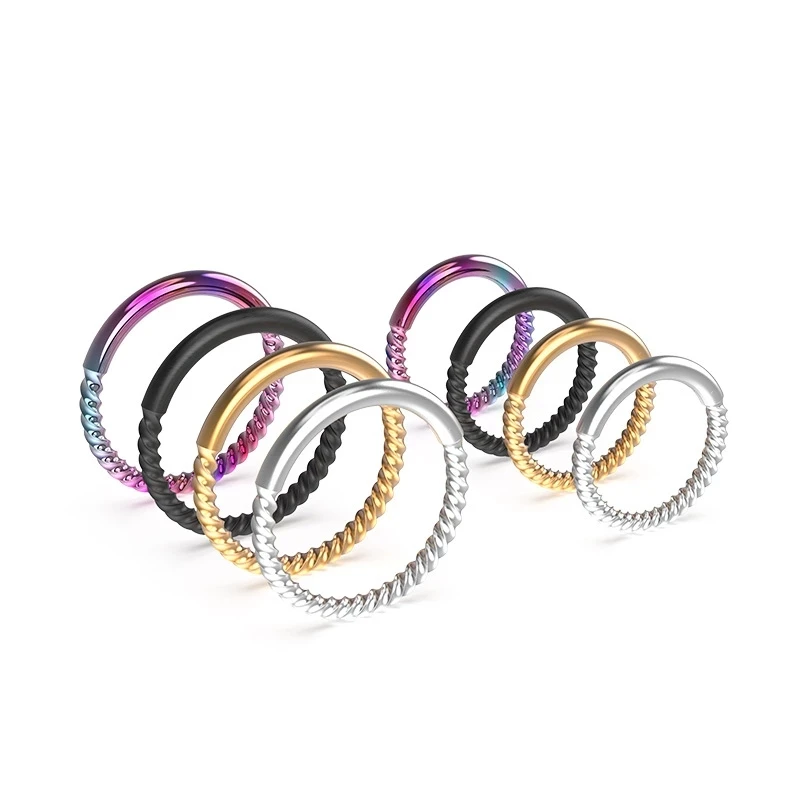 1 Piece 16G Surgical Steel Hinged Segment Clicker Ring Nose Septum Helix Cartilage Daith Twist Hoop Piercing Earring