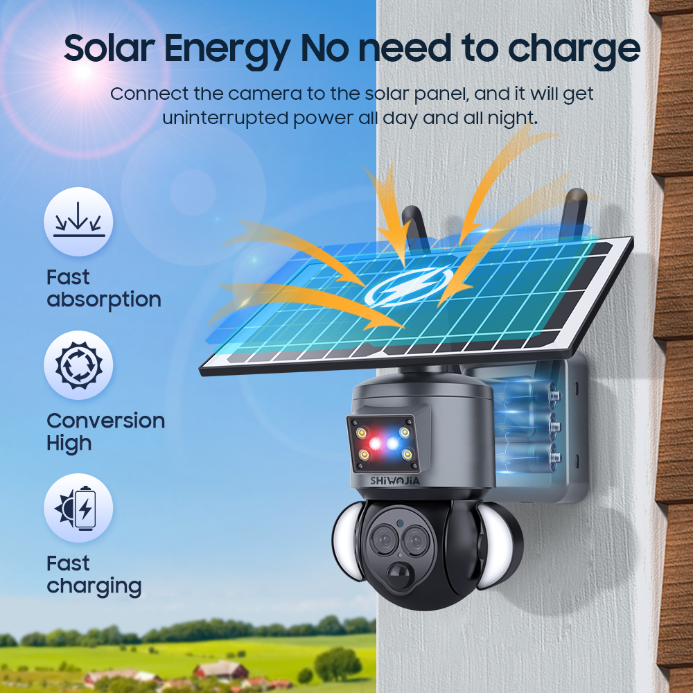 SHIWOJIA 12X ZOOM Solar Battery Camera WIFI/4G Sim Surveillance Camera Solar Powered 6MP Outdoor PIR Monitor CCTV Video Security