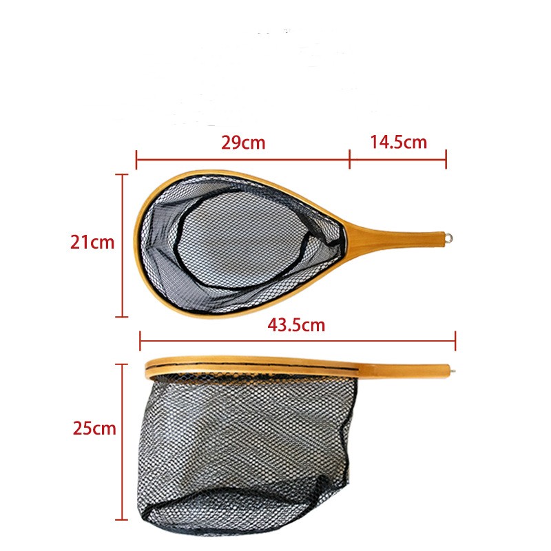 Wooden 40*20 CM Landing Net Collapsible Fishing Aluminum Alloy Fly Fishing Tools Small Mesh Foldable Pole Casting Network Trap