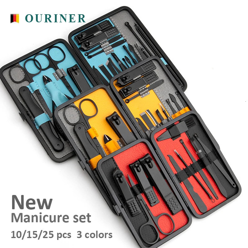 Manicure Set 101525 pcs Full Function Kit Professional Stainless Steel Pedicure Sets Nail Clipper With Portable Case Idea Gift i240621
