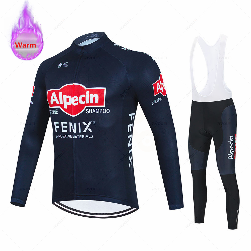 Alpecin Fenix Ciclismo Jersey Set, Ropa de invierno, Road Racing Bike Suit, Thermal Fleece Top, Maillot, Nuevo, 2024