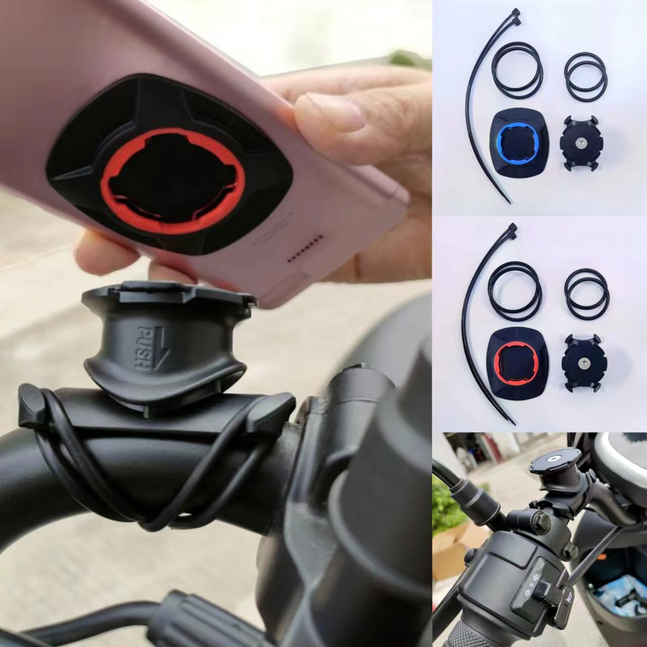 Motorcycle Bike Phone Holder Stand Bicycle Quad Lock Phone Holder Car Mobile Support Shock-resistant Handlebar Mount Bracket