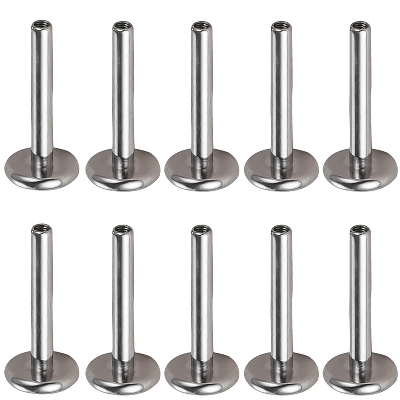 10PCS G23 Titanium internal thread PIERC Jewelry Part Replacement Accessories Labret Stud Ear Lip Nipple Tongue Piercing 16G 18G