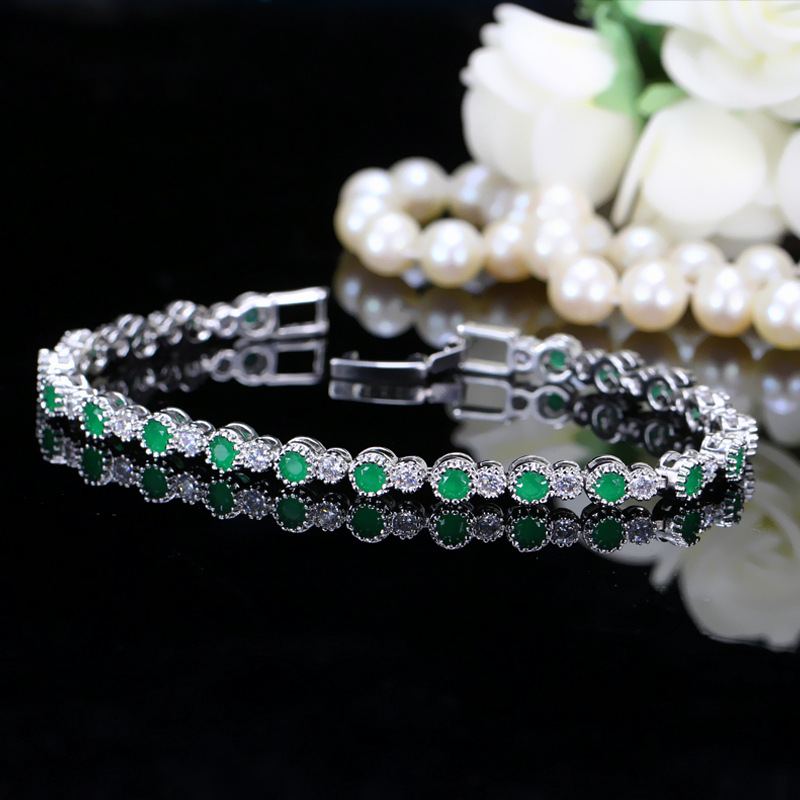 Exquisite White Gold Fill Emerald Cubic Zirconia Wedding Bracelet: urious Elegance for the Modern Bride
