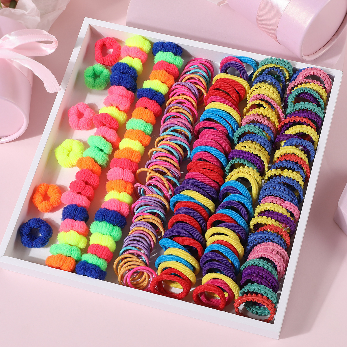 300/250Pcs Girls Hair Bands Set Colorful Hair Ties Elastic Rubber Band Children Ponytail Holder Headband Kids Hair Accessories