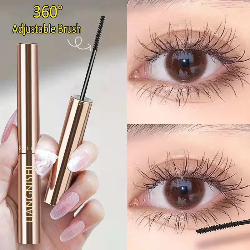 4D Silk Fiber Mascara 2.5MM Ultra-Fine Lengthens Eyelashes Small Brush Head Curling Waterproof Fast Dry Brown Sheglam Makeup 240621