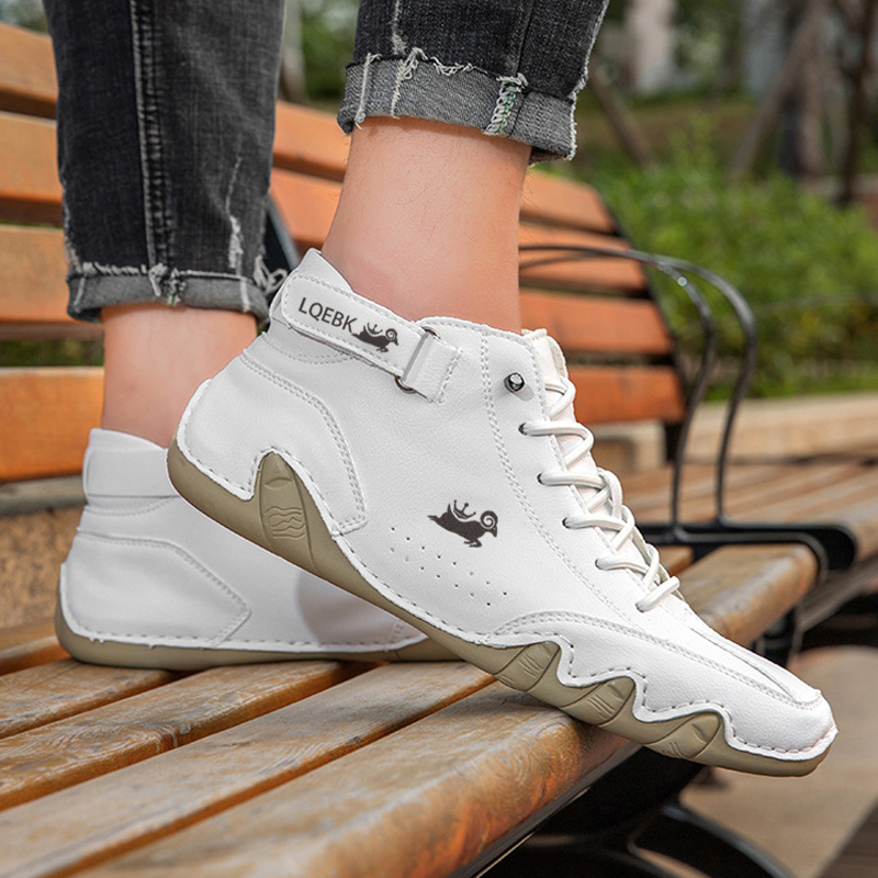 2025 NEW for Leather Casual Sneakers Waterproof Motorcycle Ankle Boots Italian Brand Men Shoes High Quality Loafers b