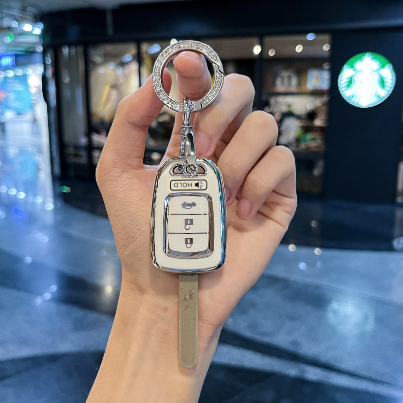 For Honda Accord 2016 2017 Civic 2016 2017 2018 2019 TPU Silver Edge Car Remote Key Cover Case Shell Keychain Accessories