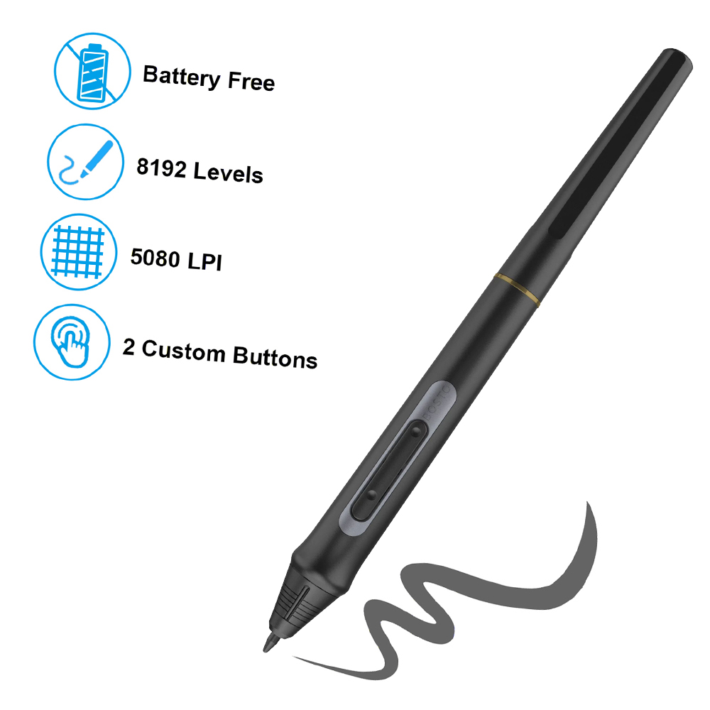 BOSTO Rechargeable Pen Digital Pen 8192 Levels Pressure Stylus Pen for BOSTO 13HD/16HD/16HDK/16HDT/22UX
