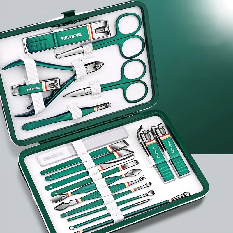 9-19pcsset Nail Cutter Set Stainless Steel Nail Clippers Set With Folding Bag Manicure Kits Scissors Beauty Tool i240621