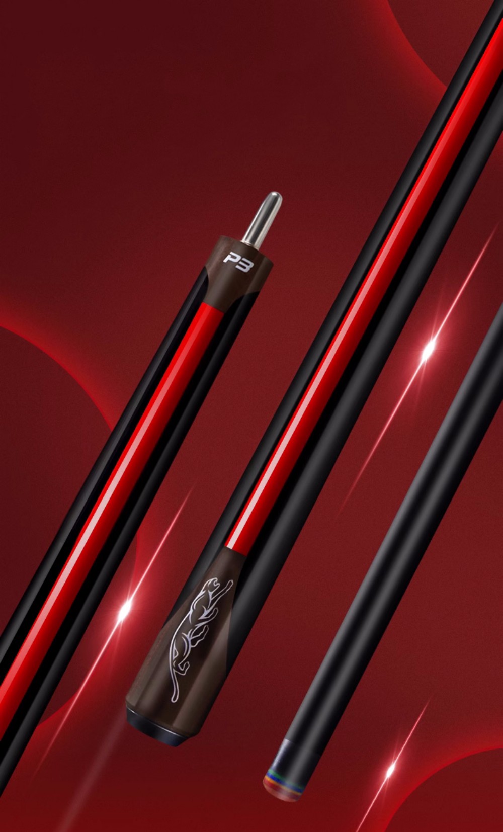 58" Classic P3 Black Technology Billiard Pool Cue Stick 10.5/11.5/13mm