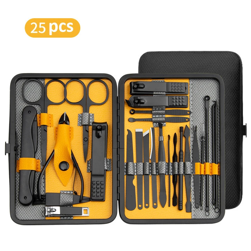 Manicure Set 101525 pcs Full Function Kit Professional Stainless Steel Pedicure Sets Nail Clipper With Portable Case Idea Gift i240621
