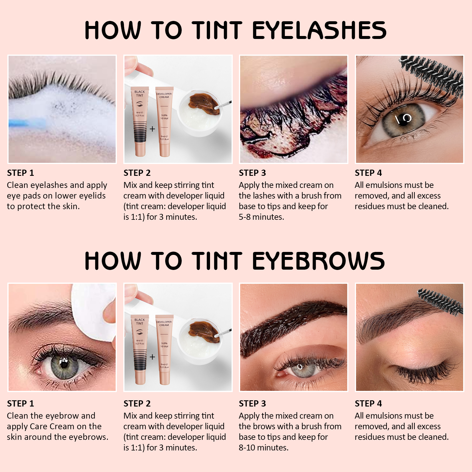 Libeauty 8ml Eyelash Tint Eyebrow Tint Kit Waterproof Mins Fast Dye Brow Enhance Brow Dye Lash Can Keep Long Lasting