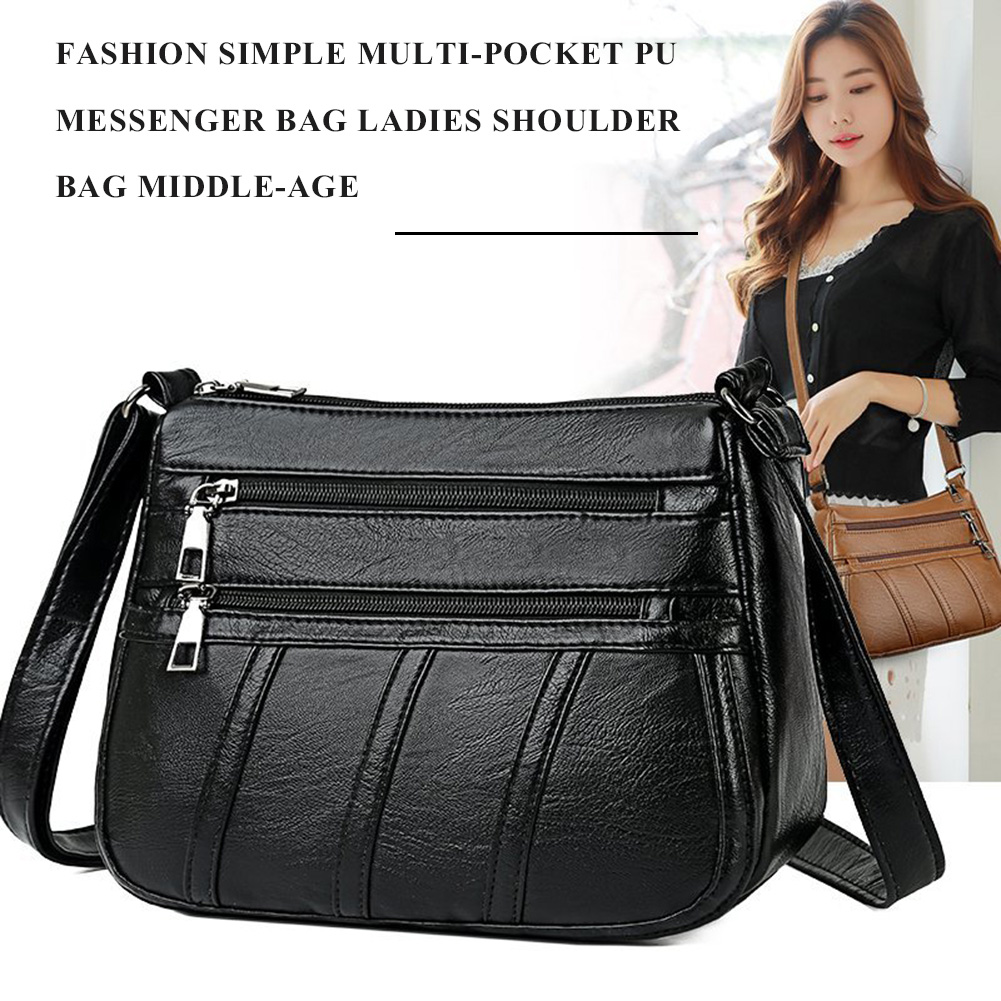 Fashion Exquisite Shopping Bag Women Leather Shoulder Bag Multi-pocket Mother Female Zipper Crossbody Handbags