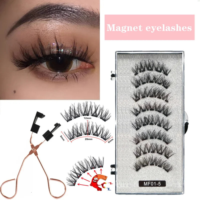 5 Magnetic Eyelashes Curler Set Long 3D Mink Magnetic lashes Wear faux cils magnetique Natural Thick False Eyelashes 240621