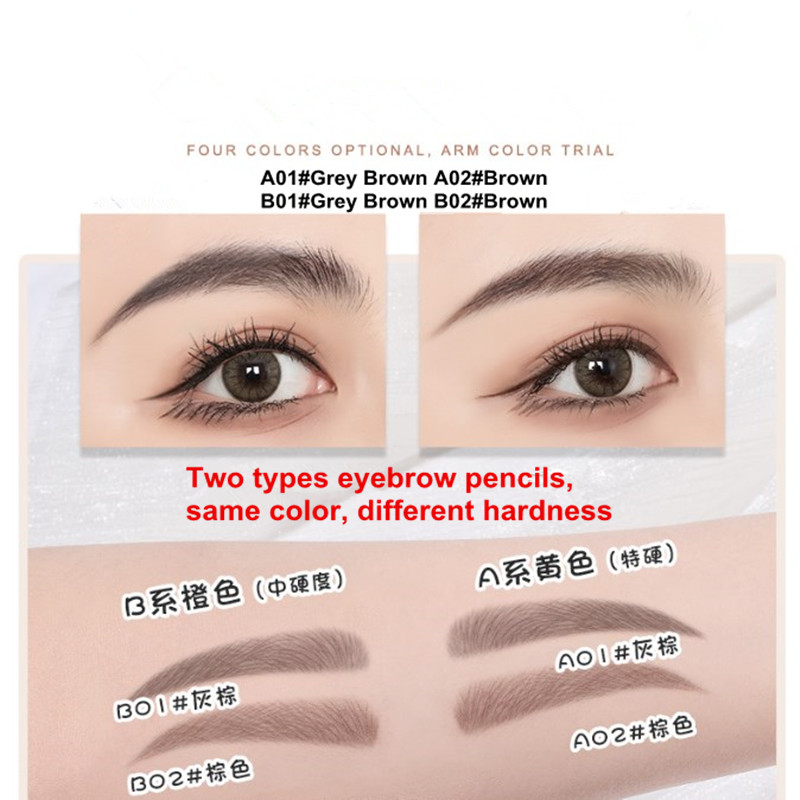 Hard Eyebrow Pen Waterproof Eye Brow Definer Enhancers Pencil for Marking Outlining Makeup and Microblading PMU