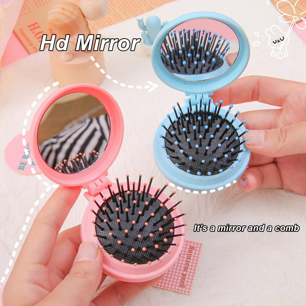 Mirror Comb for Hair Types Portable Folding Travel Comb Mirror Hair Brush Set for On-the-go Styling Compact Mini Pocket for Hair