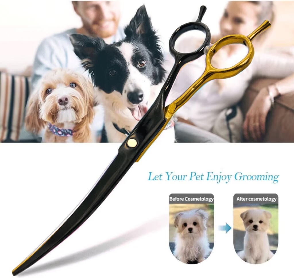 Pet Grooming Scissors 7inch Right and Left Hand Curved Scissors For Dog Grooming