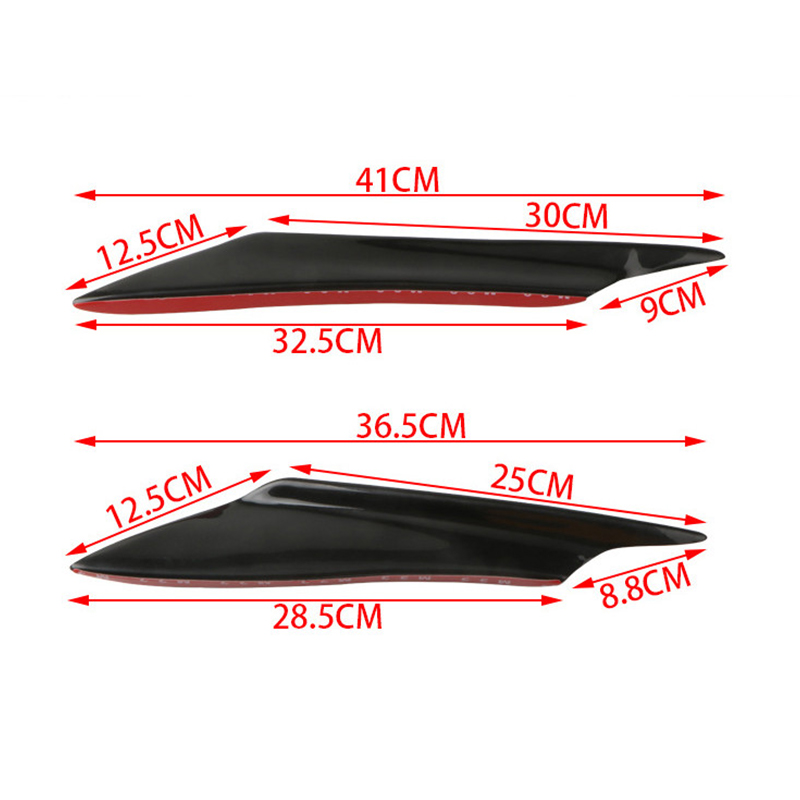 14.6*7.9*6.3 Inch 2025 Front Bumper Side Canards Splitter Fins Universal Black Front Bumper new Spoilers Auto DIY Accessories