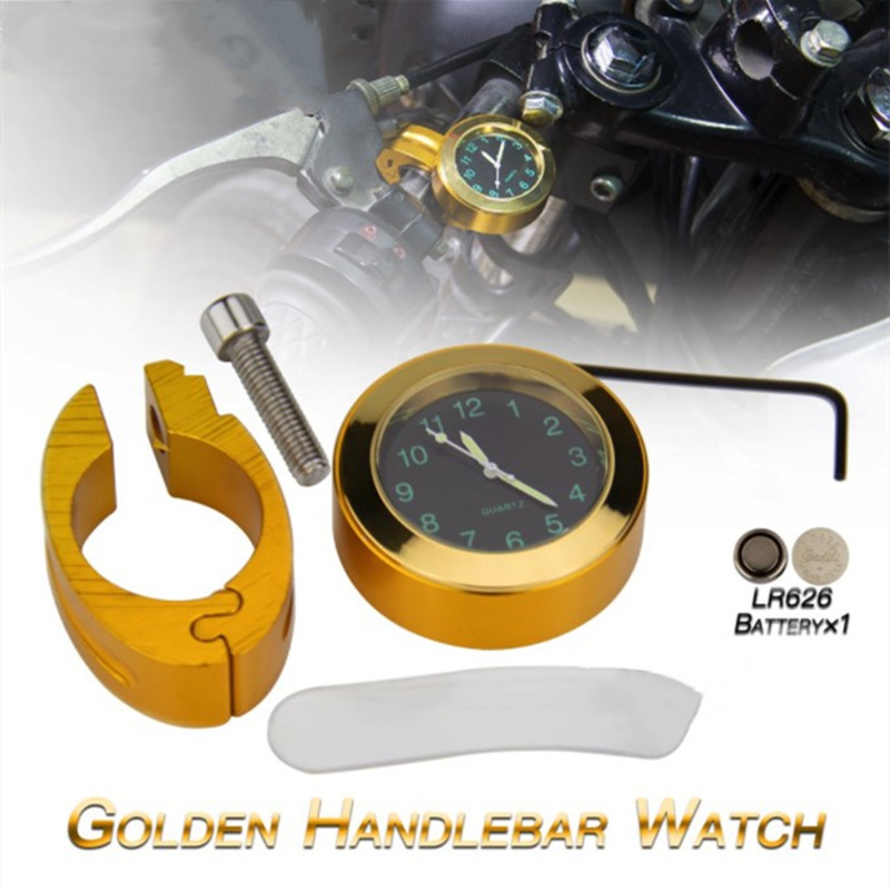 Motorcycle Handlebar Watch Luminous Clock Refit Waterproof Shockproof Buckle Mount 7/8" new Chrome Quartz Aluminum 2025 Moto Accessories