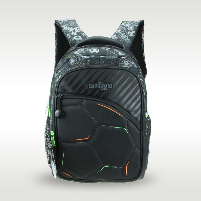 Australia original smiggle children's schoolbag boys primary school backpack black football PU waterproof Korean version 16L