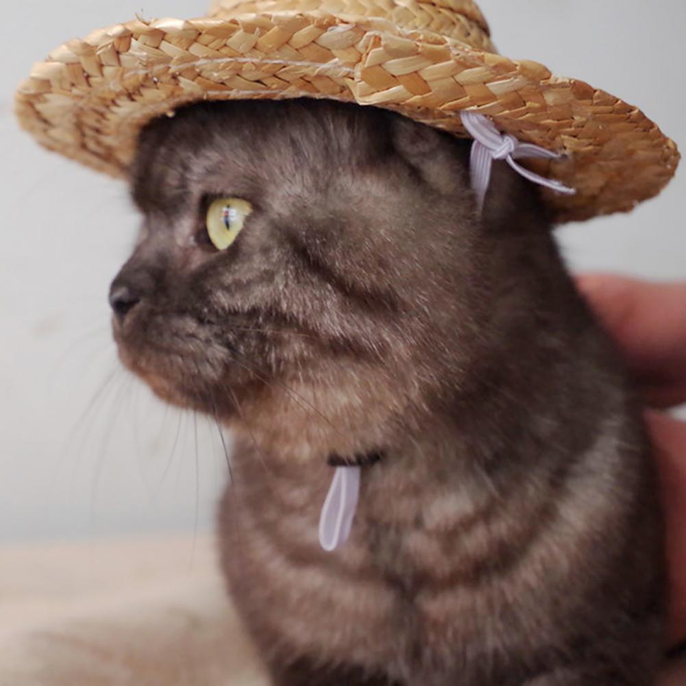 Pet Supplies Sun Cap Pet Straw Hat Breathable Creative Handmade Summer for Outdoor Sun Hat Cap Pet Supplies Cosplay Farmer Hat high-quality 1ce