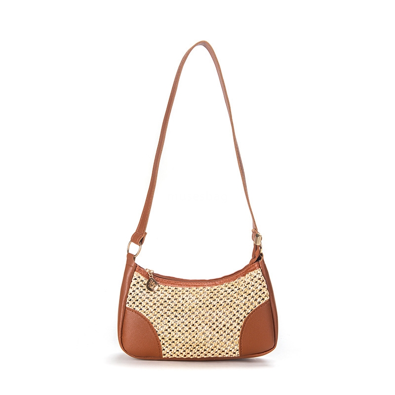 Designer Women's High Quality Classic Retro Multi functional Korean Fashion Lightweight Beach Grass Practical Woven Bag Underarm Bag Single Shoul