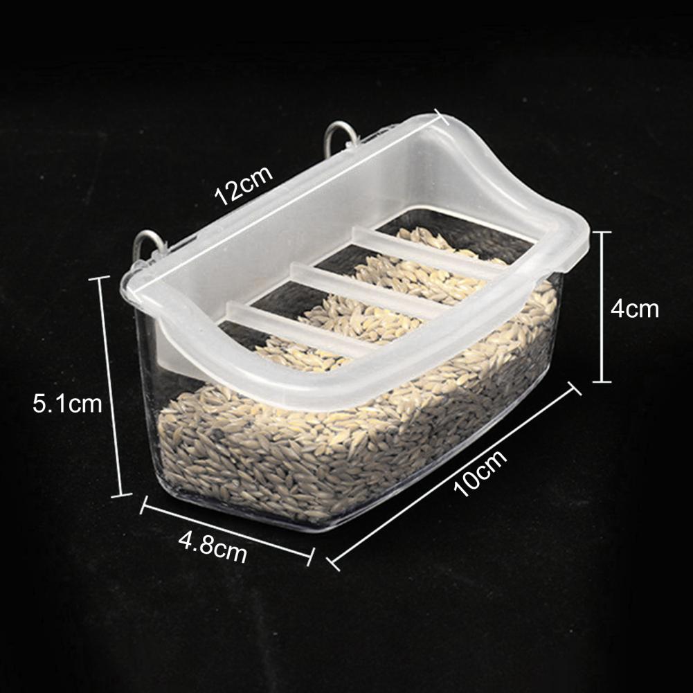 Bird Food Box Easy Feeding Bird Cage Accessory Transparent Hanging Bird Feeder with Anti-splash Grid for Cage Parrot Aviary