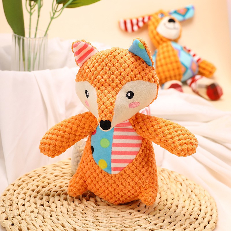 Pet Plush Toy Cat Dog Interactive Teething Toys Cute Animal Style Bite Resistant Squeaky Teeth Cleaning Chew Toy Pet Supplies
