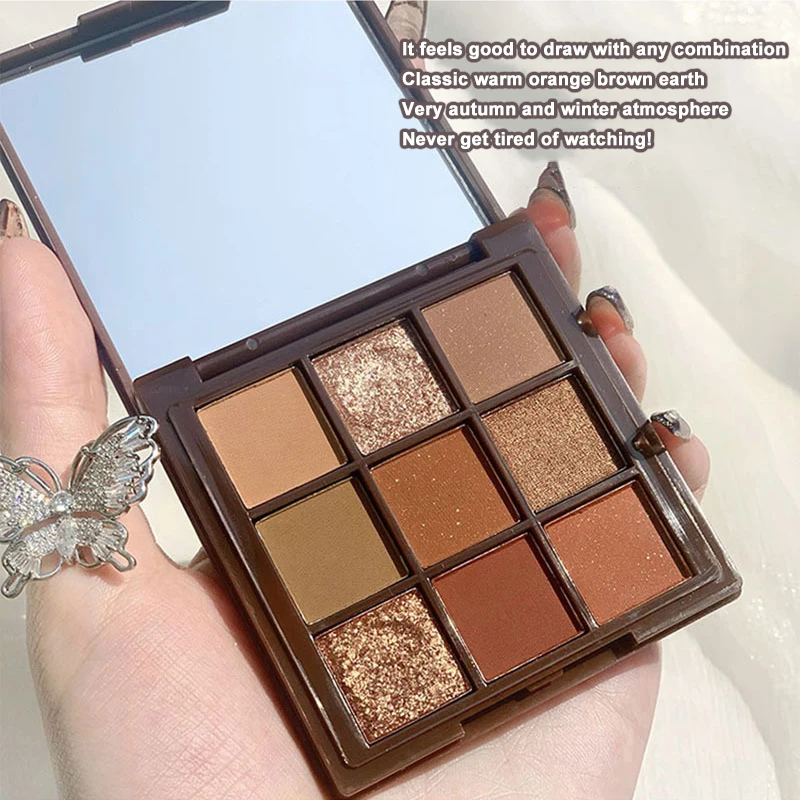 9 Colors Punk Smokey Matte Glitter Eyeshadow Palette Shimmer Eye Shadow Makeup Palette Cool Toned Gray Black Eye Pigment Palett