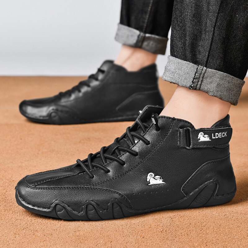 Men Boots Casual Motorcycle Winter Shoes 2023 Waterproof High Top Sneakers Luxury Footwear 527