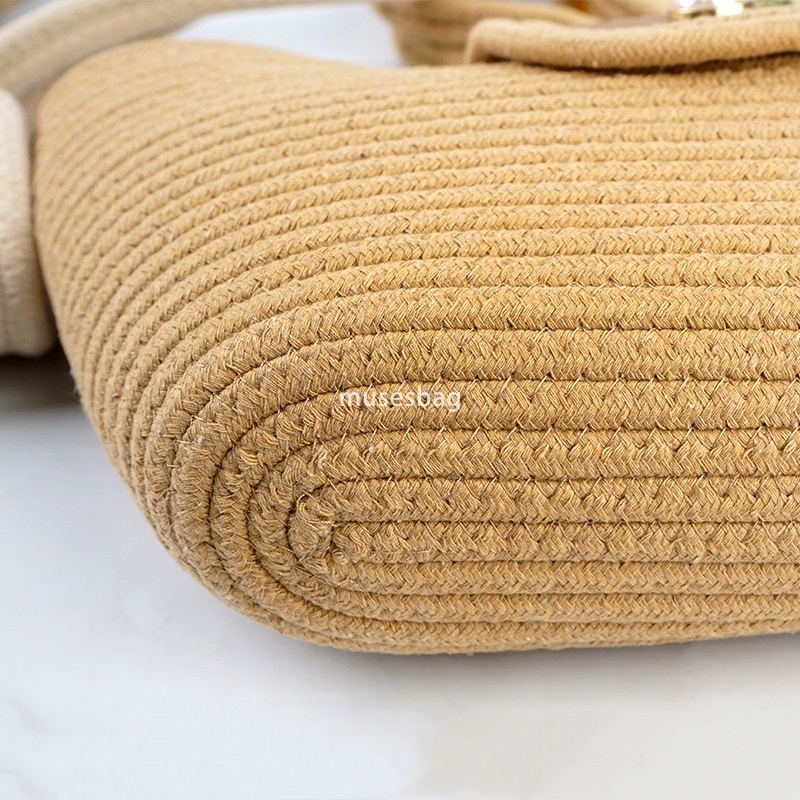 High Quality Women's Designer Classic and Practical Large Capacity Cotton Rope Bag Retro Handheld Vegetable Basket Bag New Island Photo Beach One
