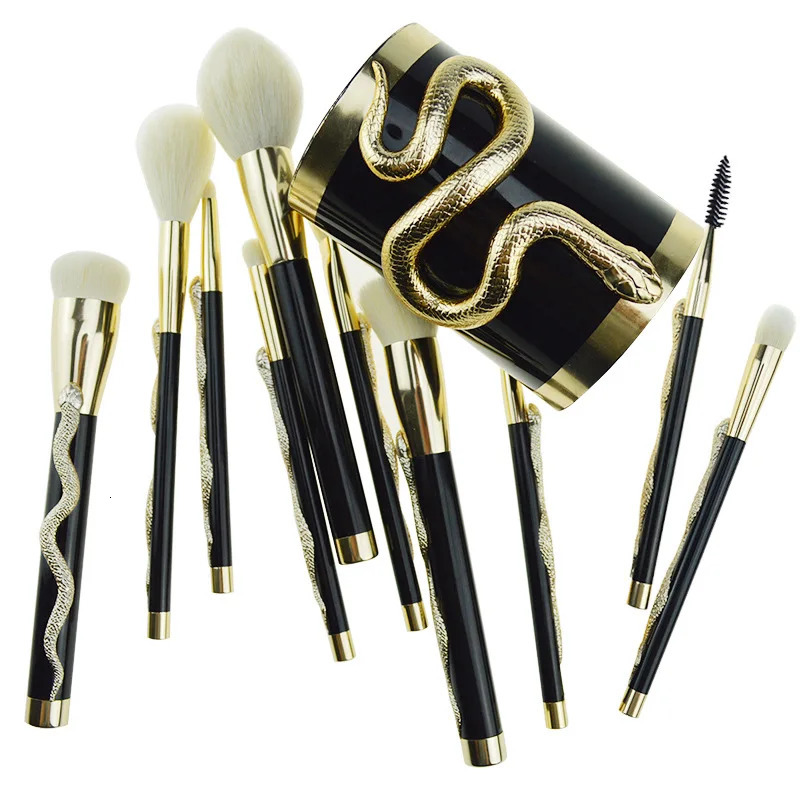 Snake Makeup Brushes Set Concealer Contour Eye Shadow Cosmetics Brushes Blushing powder Blending Brush kit 10pc for make up 240621