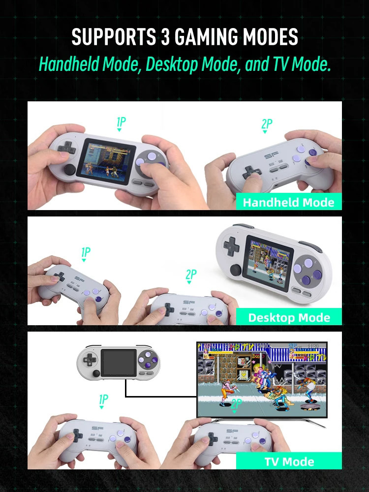 DATA FROG SF2000 Portable Handheld Game Console 3 inch IPS Retro Consoles Builtin 6000 Games Video For Kids 240618