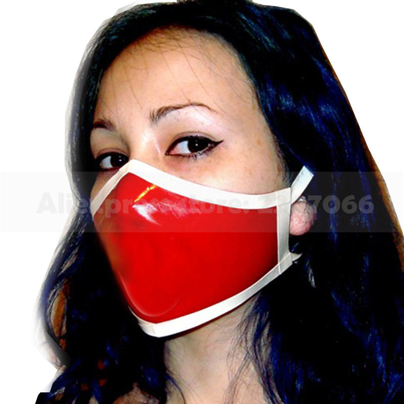Sexy Latex 2025 Mask Cosplay Mouth Cover Rubber Black With White Hood DIY Club new Handmade RLA001