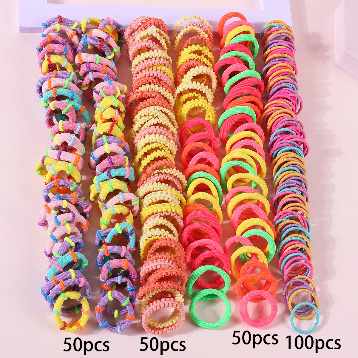 300/250Pcs Girls Hair Bands Set Colorful Hair Ties Elastic Rubber Band Children Ponytail Holder Headband Kids Hair Accessories